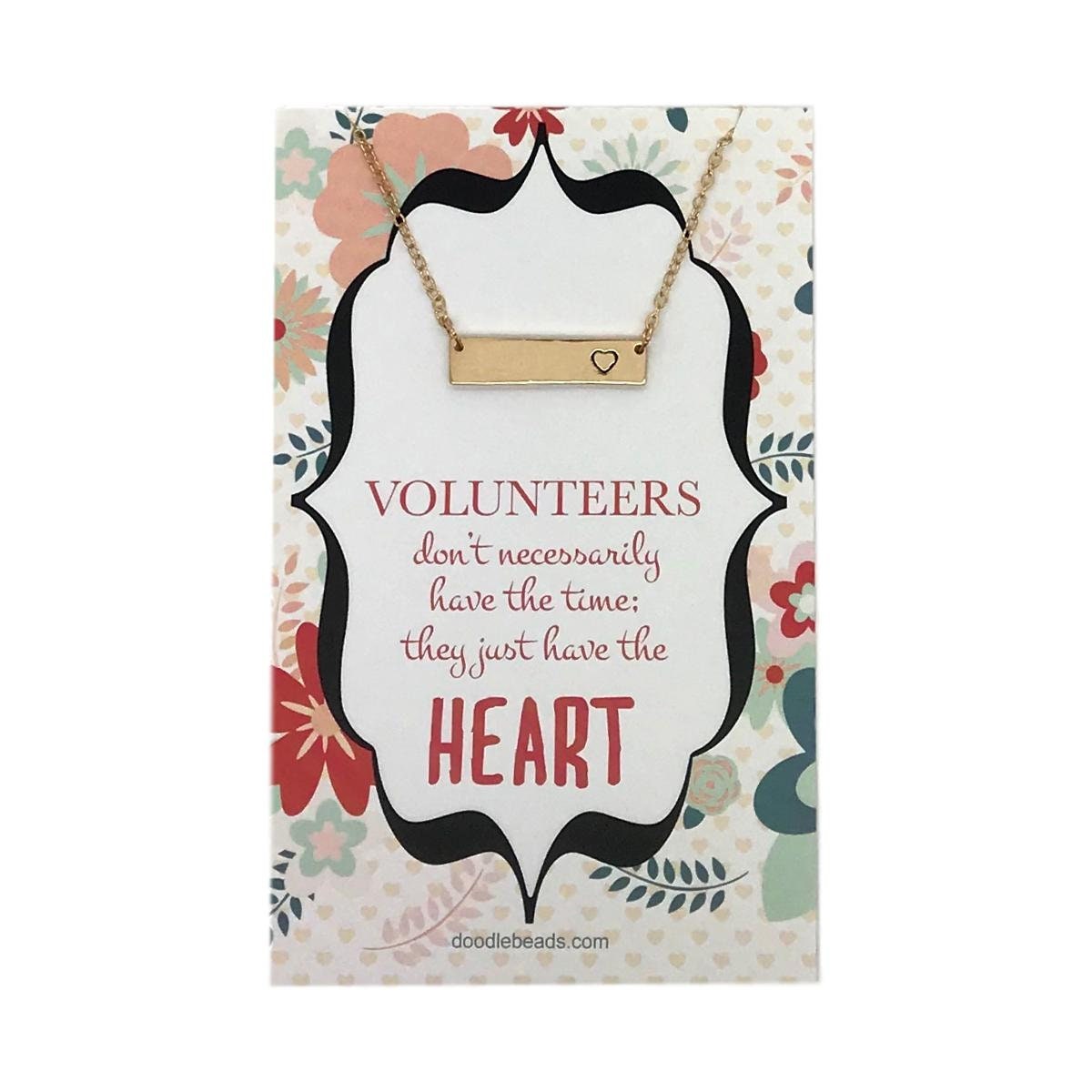 Geschenk Für Volunteers, Silber Oder Gold Herz Bar Halskette, "Freiwillige Haben Nicht Unbedingt Die Zeit; Sie Nur Das Herz." Pta von doodlebead