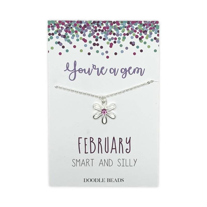 Kleine Mädchen Geburtsstein-Halskette Mit Karte, Amethyst-Geburtsstein-Schmuck, Geschenk Für Tochter Geburtstags-Andenken Nichte von doodlebead