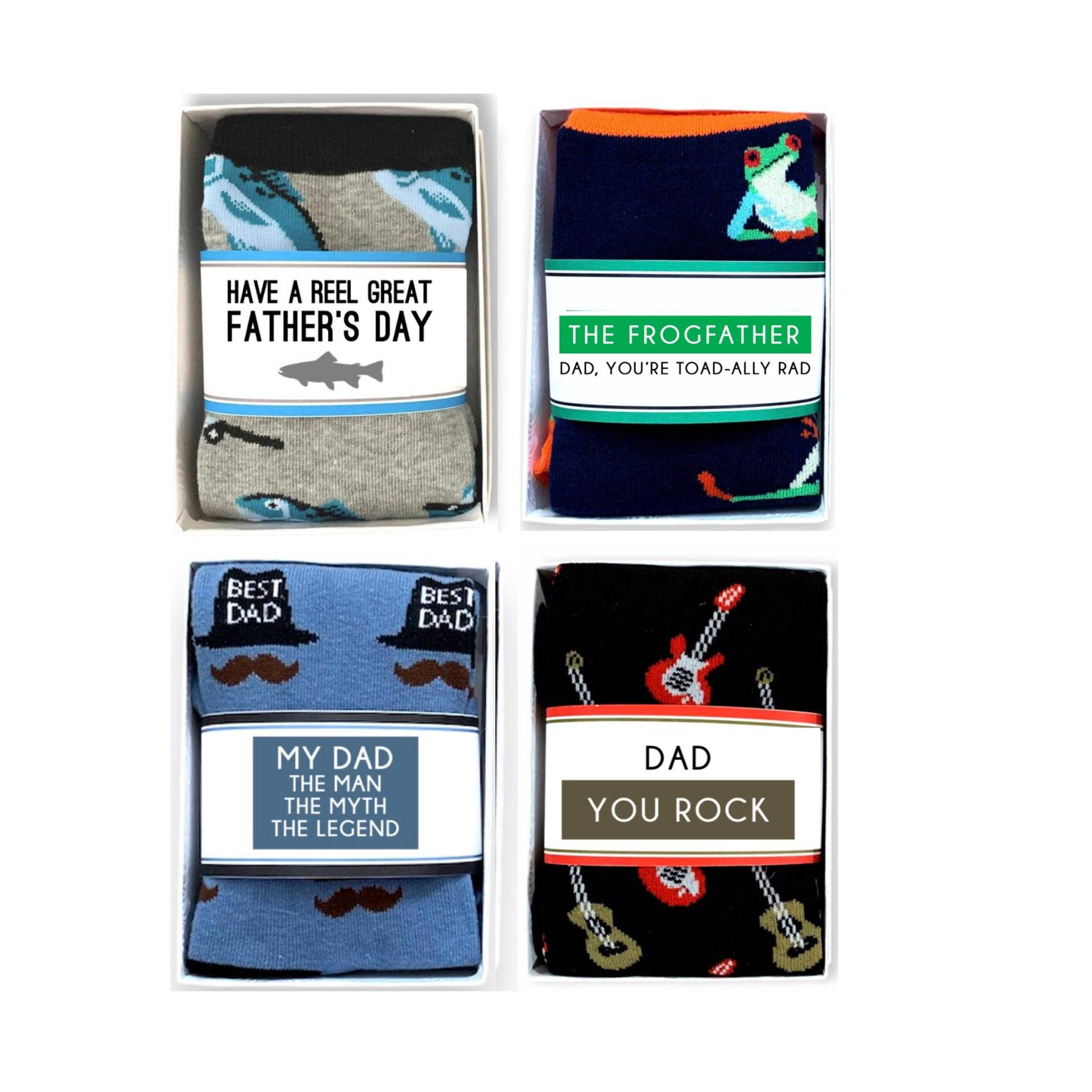 Dad Gifts, Socken, Best Dad, You Rock, Totally Rad The Man Myth Legend, Men's Novelty Crew Socks & Wrap Card, Lustige Wortspiele von doodlebead