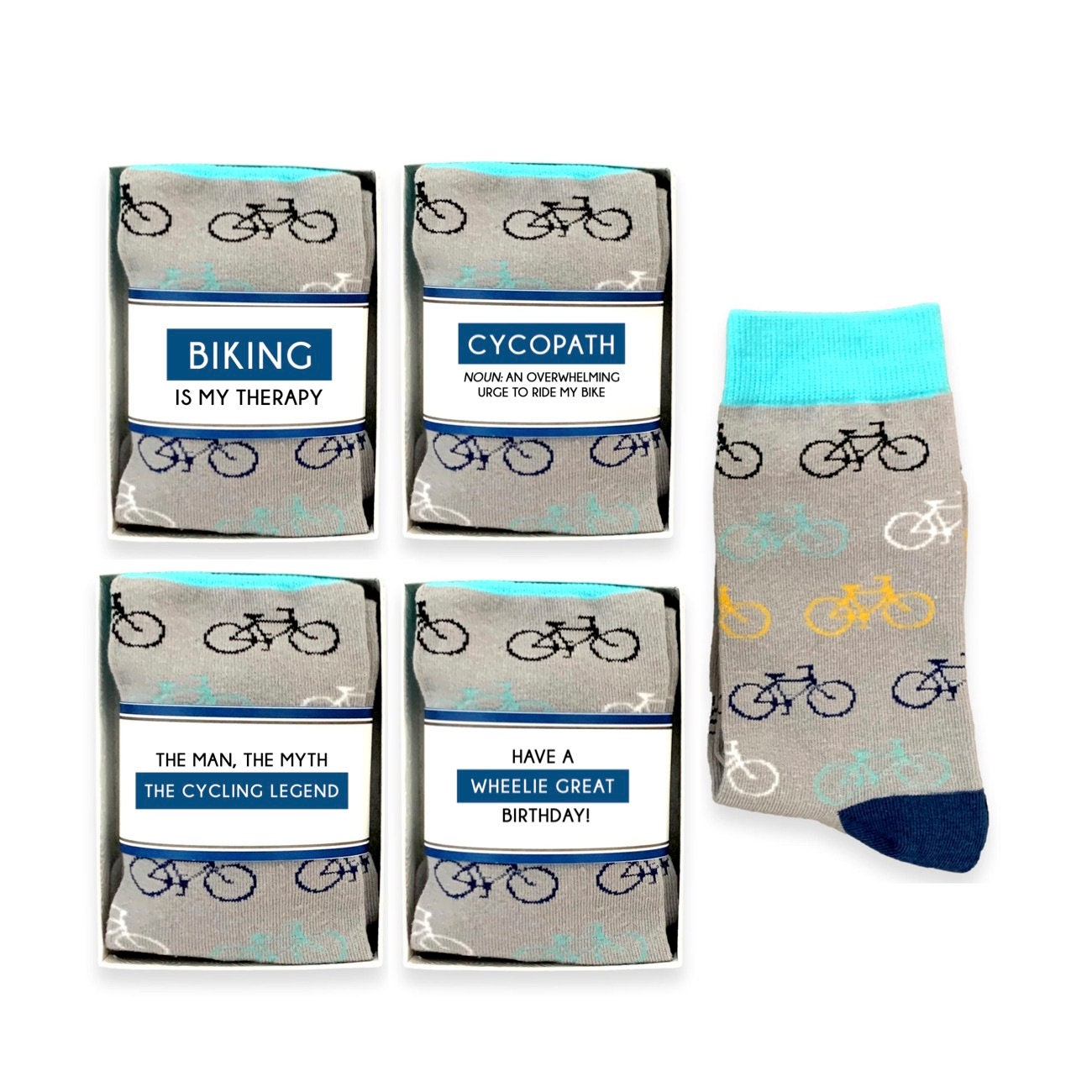 Radfahren Geschenke Für Männer, Frauen, Lustige Neuheit Fahrrad Socken Mit Sock Wrap Zitat, Wortspiele, Geschenk Radfahrer, Biker Geburtstagsgeschenk von doodlebead