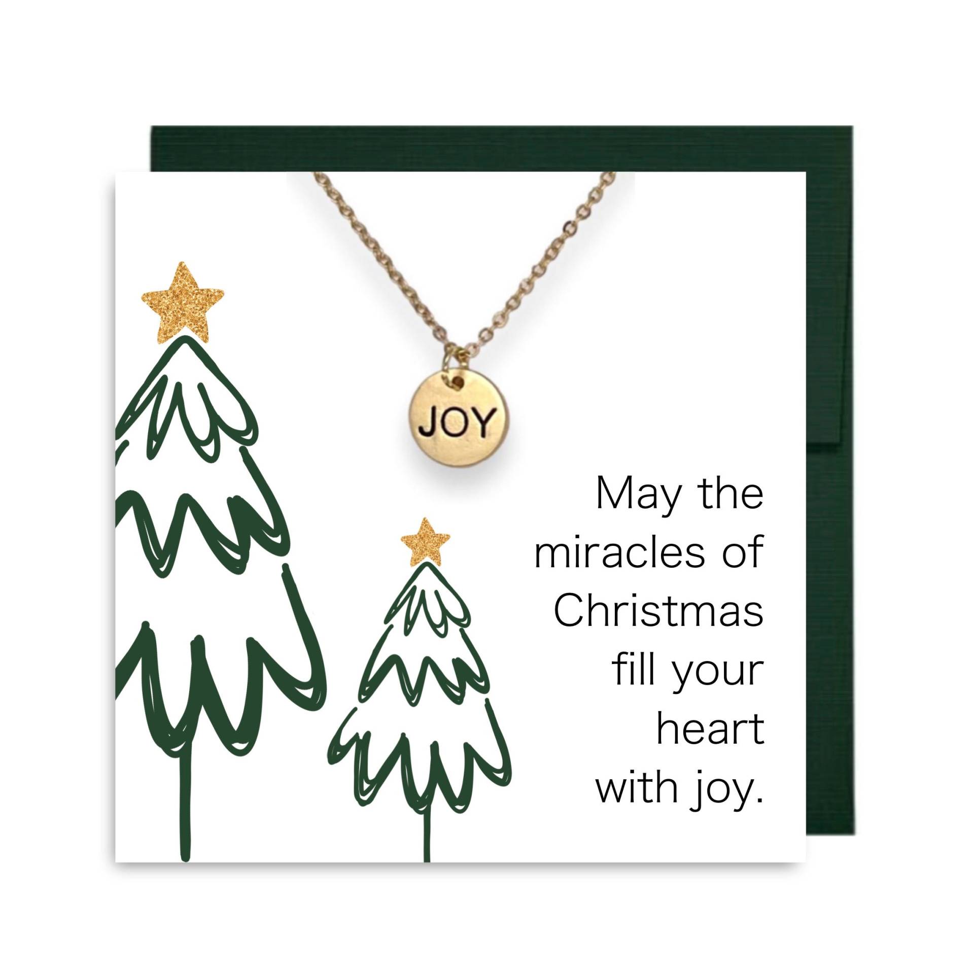 Christmas Joy Card & Halskette, Geschenkidee Für Lehrer, Krankenschwester, Freund, Mitarbeiter, Gestempelte Joy Charm, Weihnachtsthema Schmuck von doodlebead