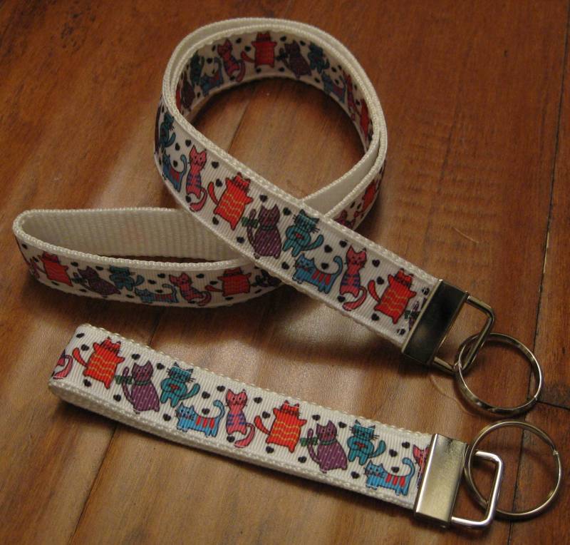 Skurriles Katzen-Lanyard Bunter Katzenliebhaber-Ausweishalter von doodleheadz