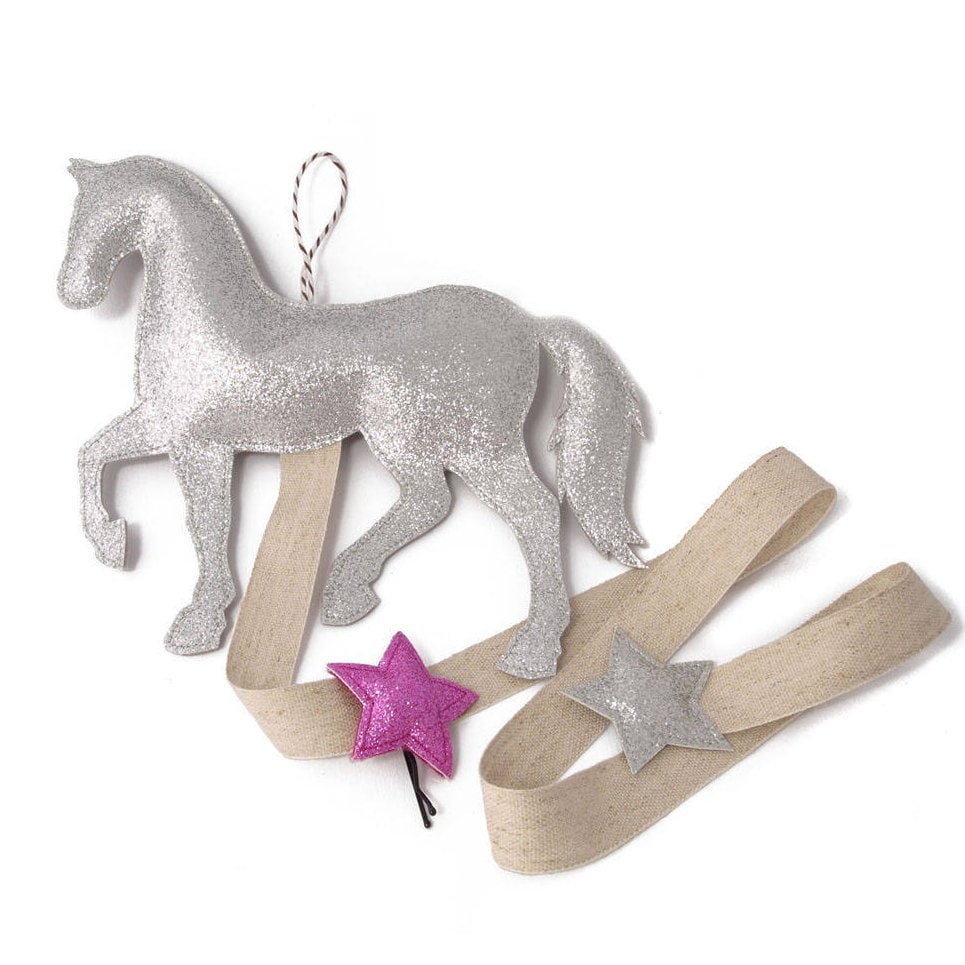 Hair Clip Holder - Silver Pony Horse Accessory Organizer Decor Girl's Wall Accessories Clips Room von doodlelidoo