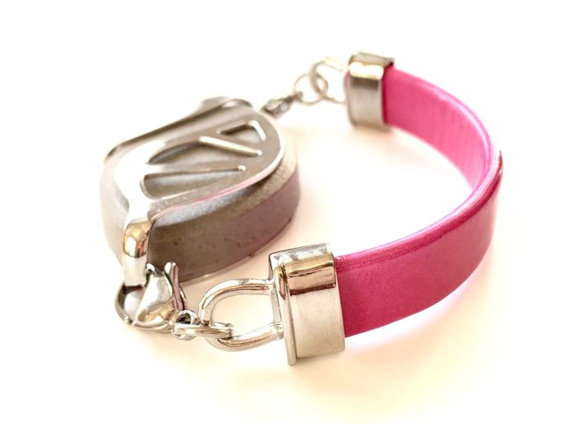 Bellabeat Blatt Armband Bubble Gum Pink Lackleder Edelstahl von dooglelinhk