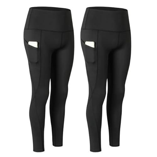 doorslay 2er Pack Leggings Damen, High Waist Sport Yogahose, Blickdicht Laufhose mit Taschen, Schnell Trocknend Sporthose für Yoga Fitness Outdoor&Freizeit von doorslay