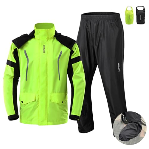 doorslay Regenanzug Herren & Dame, Wasserdichter Regenmantel, Regenbekleidung (Jacke + Hose), Atmungsaktives Regenjacke, Motorrad Regenanzug, für Fahrradfahren Radfahren Camping Wandern von doorslay