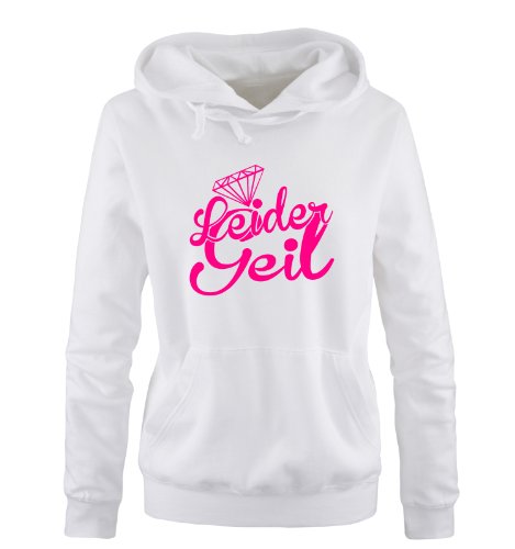 dope diamond Comedy Shirts - Leider Geil - Einfarbig Damen Hoodie - Weiss / Pink Gr. XL von dope diamond