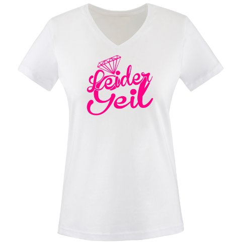 dope diamond Leider Geil - Einfarbig Damen V-Neck T-Shirt - Weiss/Pink Gr. L dope diamond Leider Geil - Einfarbig Damen V-Neck T-Shirt - Weiss/Pink Gr. L von dope diamond