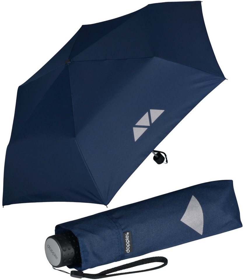 doppler® Taschenregenschirm Super-Mini Havanna Kids Reflex, kleiner, leichter Kinderschirm mit reflektierenden Aufdrucken von doppler®