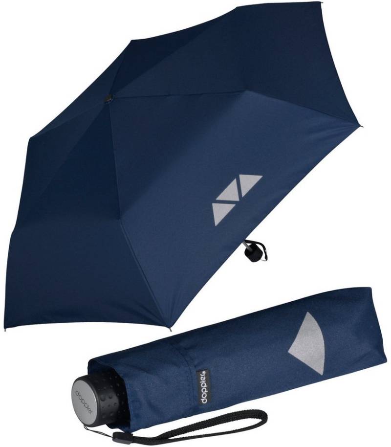 doppler® Taschenregenschirm Super-Mini Havanna Kids Reflex, kleiner, leichter Kinderschirm mit reflektierenden Aufdrucken von doppler®