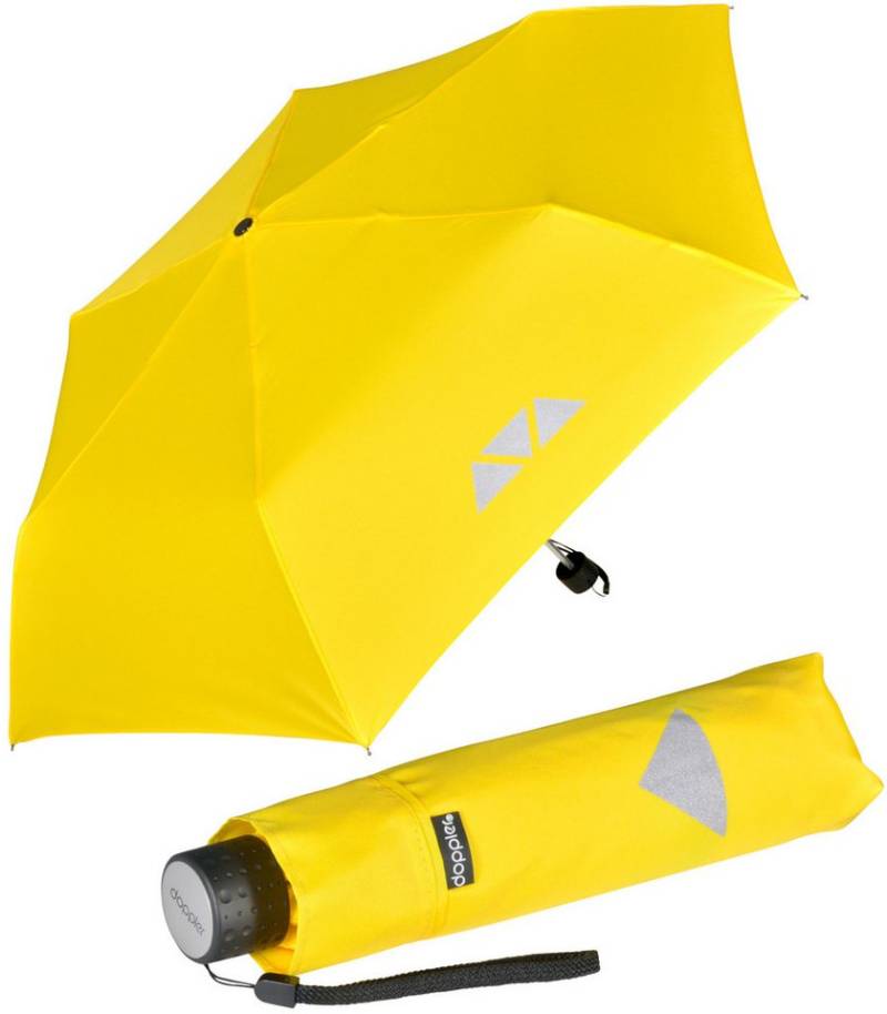 doppler® Taschenregenschirm Super-Mini Havanna Kids Reflex, kleiner, leichter Kinderschirm mit reflektierenden Aufdrucken von doppler®