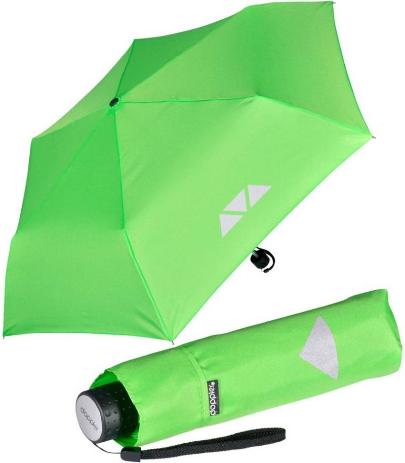 doppler® Taschenregenschirm Super-Mini Havanna Kids Reflex, kleiner, leichter Kinderschirm mit reflektierenden Aufdrucken von doppler®