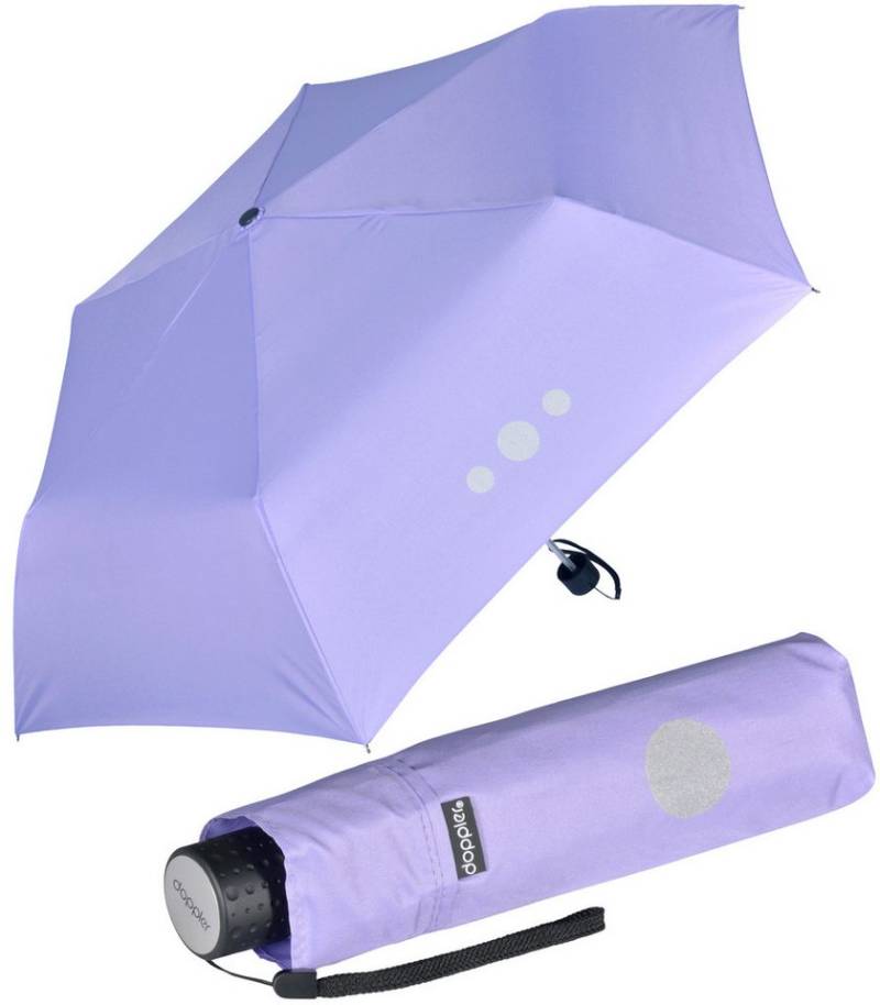 doppler® Taschenregenschirm Super-Mini Havanna Kids Reflex, kleiner, leichter Kinderschirm mit reflektierenden Aufdrucken von doppler®