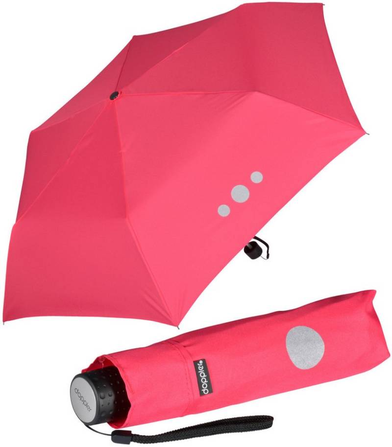 doppler® Taschenregenschirm Super-Mini Havanna Kids Reflex, kleiner, leichter Kinderschirm mit reflektierenden Aufdrucken von doppler®