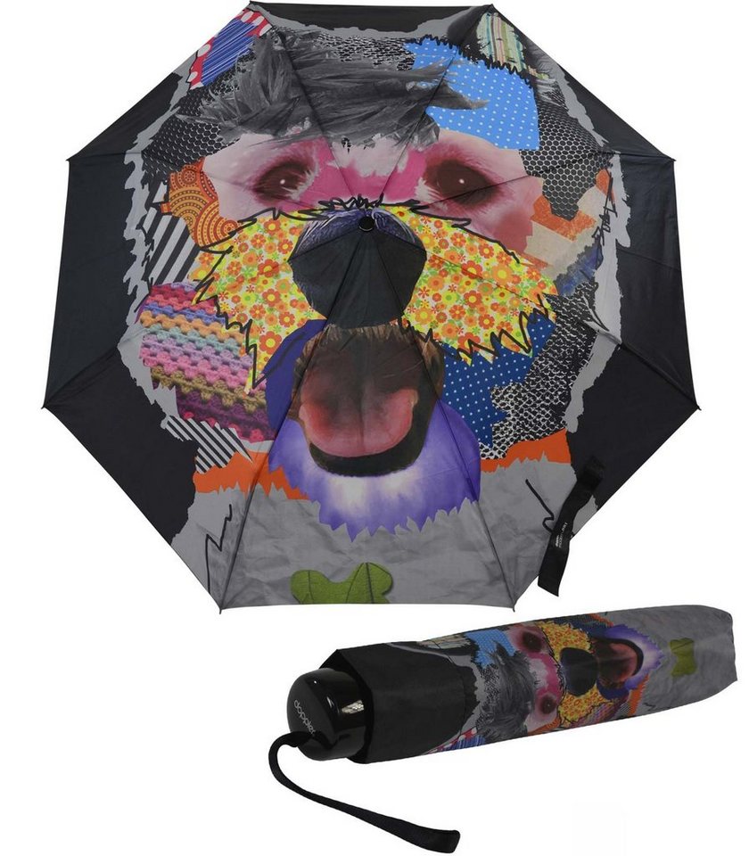 doppler® Taschenregenschirm auffällig bedruckter Damenschirm mit Handöffner, modernes Design auf einem stabilen Taschenschirm von doppler®
