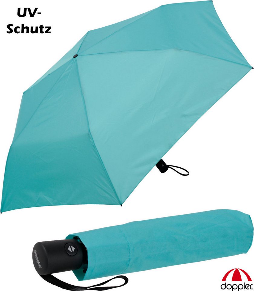 doppler® Taschenregenschirm zero magic, sehr leichter mini Schirm - aqua blue, mit Auf-Zu-Automatik und UV-Schutz-Beschichtung von doppler®