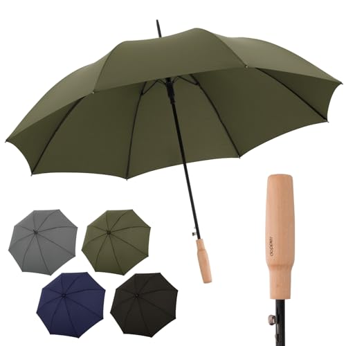 Doppler Nature Stick Regenschirm I nachhaltiger Stockschirm aus PET-Flaschen & Holz I stabiler Automatik-Schirm mit 106cm Durchmesser I robust & sicher bei Wind & Regen von Doppler