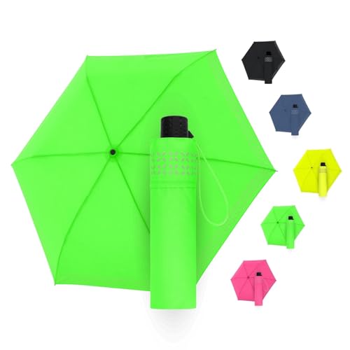 Doppler Regenschirm Safety Reflect in neon green I Regenschirm mit reflektierendem Rand & Handöffner I Mini Schirm mit passender Schirmtasche I Leichter Taschenschirm für Unterwegs von Doppler