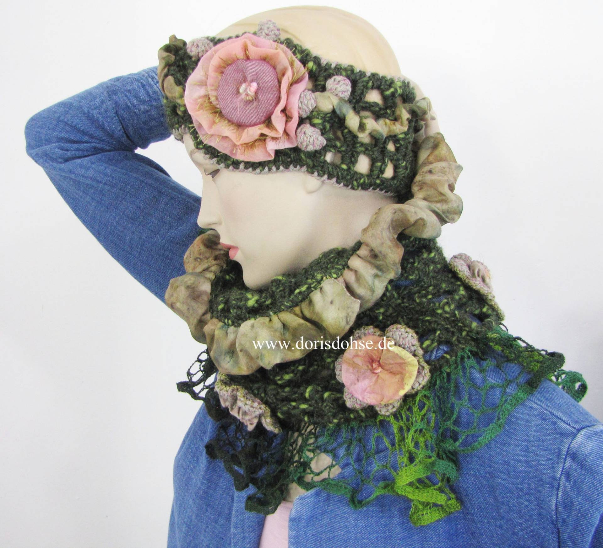 Designer Schal Und Haar Band Schmuck Romantisch Häkel Tragbare Kunst Loop Nachhaltig Exclusiv von dorisdARTcrochet