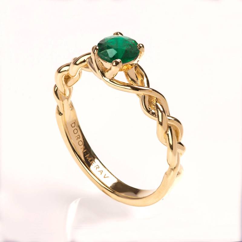 Geflochtener Smaragd Ring, Verlobungsring von doronmerav