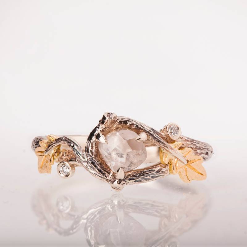 Zweig Und Blatt Verlobungsring , Rohdiamant Ring Eichenlaub Ungeschliffener Ring von doronmerav