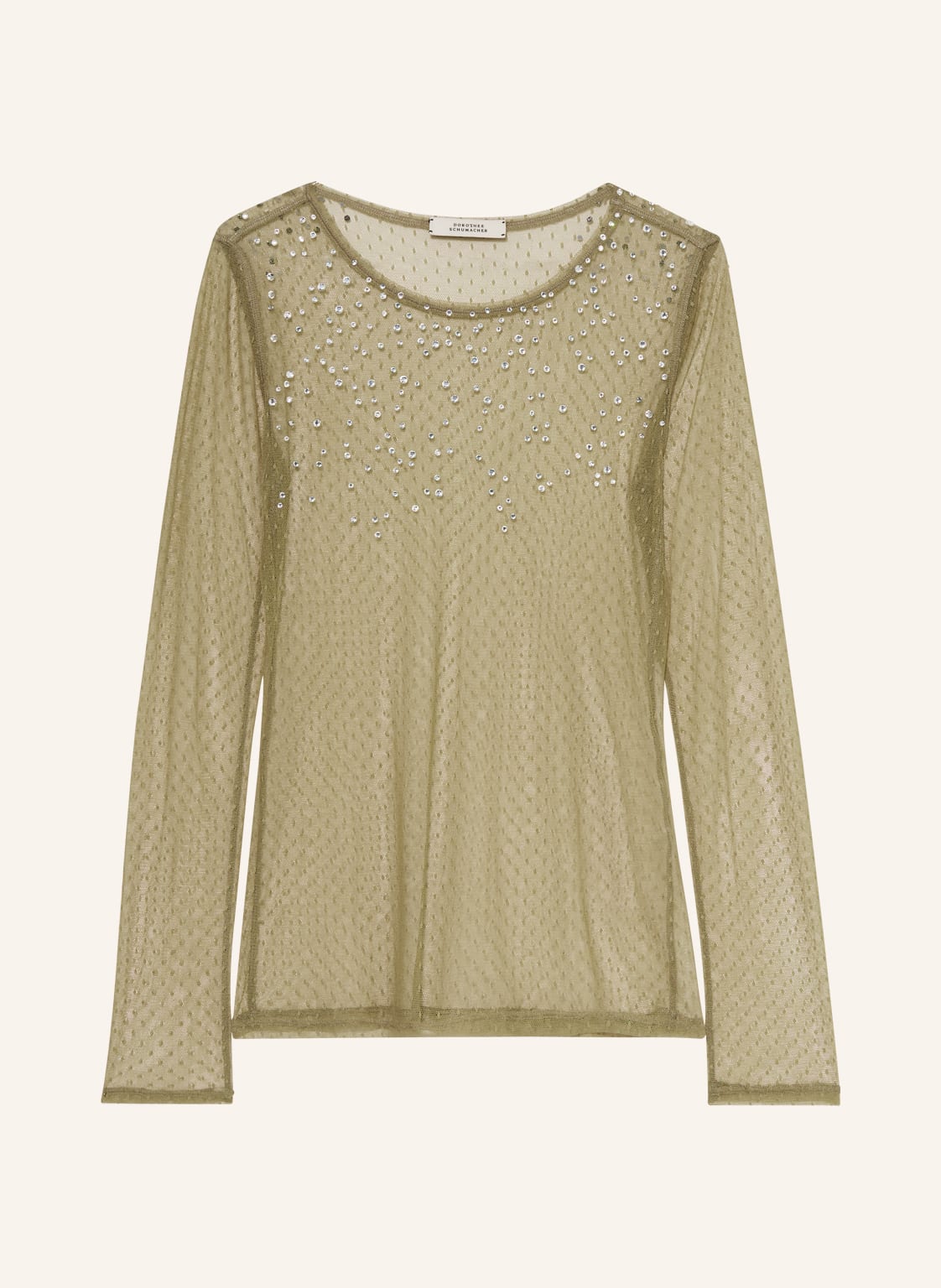 Dorothee Schumacher Longsleeve Aus Mesh Mit Glitzersteinen gruen von dorothee schumacher