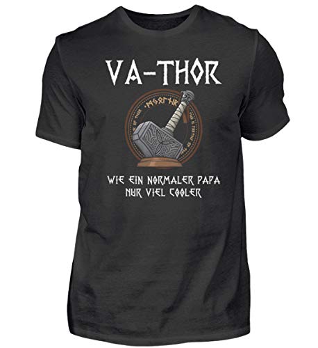 Vatertagsgeschenk Vater Va-Thor Wikinger Geschenke zum Vatertag - Herren Shirt -M-Schwarz von double critical