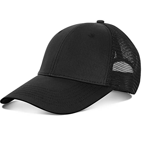 dowskwx Baseballkappe Damen Herren Trucker Cap Basecap Sonnenschutz Mesh Snapback Baseball Cap Schnelltrocknend Sports Mütze (Schwarz) von dowskwx