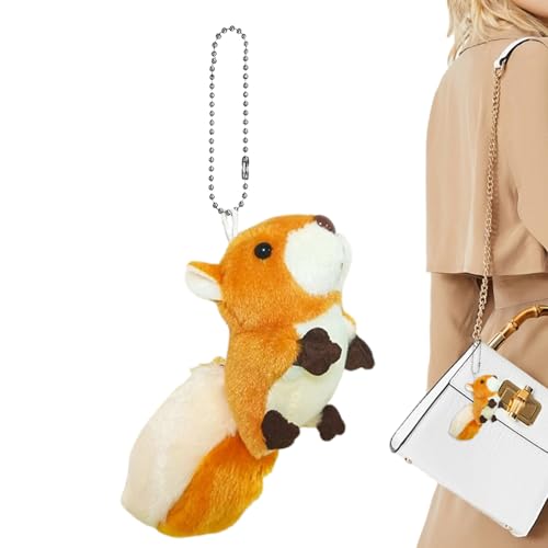doyandader Eichhörnchen Stofftier, Schlüsselanhänger Eichhörnchen, Squirrel Keyring, Schlüsselanhänger Aus Plüsch, Süßer Rucksackanhänger, Braunes Spielzeug von doyandader