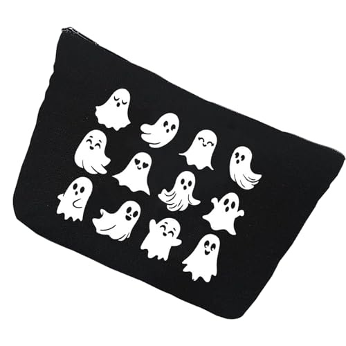 doyandader Halloween Schminktasche | Halloween Geisterdruck Makeup Pinsel Tasche,Canvas Organizer Niedlich Für Schule Alltag Reisen Camping Organisation von doyandader