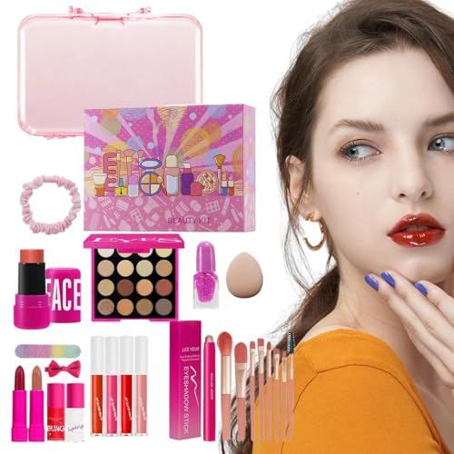 doyandader Vollständiges Make-up-Set mit allem Zubehör | 26-teiliges Set mit Lidschatten in vielfältigen Farben, Lipgloss in mehreren Tönen und verschiedenen Make-up-Pinseln | Wasserdichtes Kosmetik von doyandader