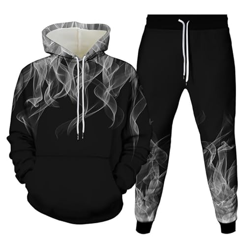 Herren Trainingsanzug Set Flamme 3D gedruckte Hoodies und Jogginghosen Jogginghose 2 Stück Set Hip Hop Casual Sport Anzug von doyouwantmore
