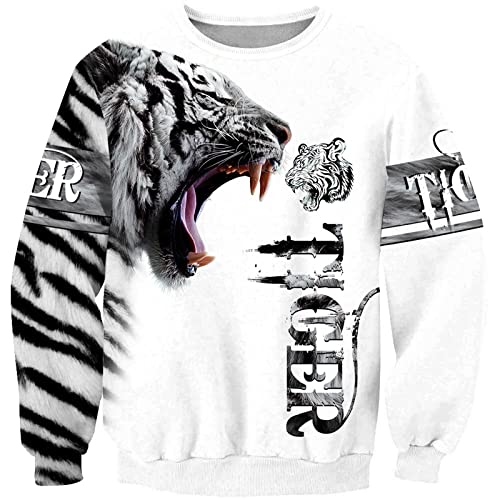 Herren Viking Pullover Sweatshirt Mode Viking Tier Tiger 3D Print Rundhals Pullover Langarm T-Shirt von doyouwantmore