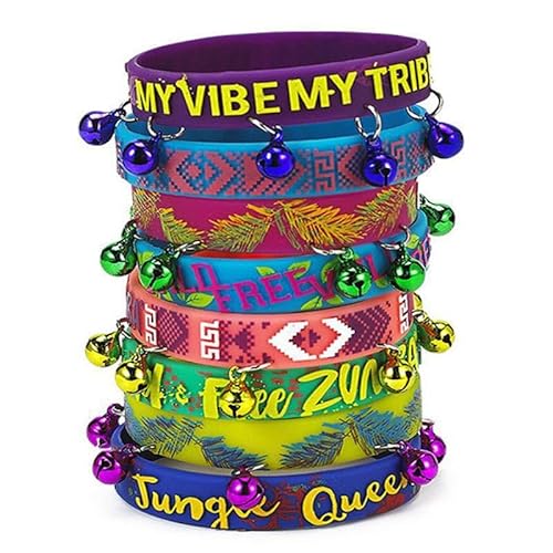 doyouwantmore 8 Stück Herren Armband Armbänder Silikon Armbänder Zumba Gummiarmband mit Glocke Designs Sport Style Design von doyouwantmore