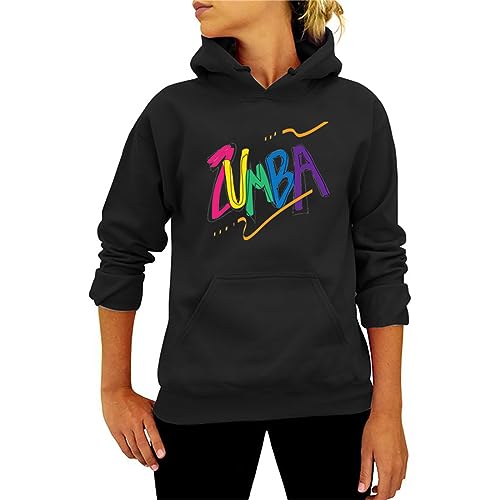 doyouwantmore Damen Zumba Sweatshirts Langarm Pullover Kordelzug Kapuzenpullover mit Tasche Lockere Bluse für Frühling Herbst Winter von doyouwantmore