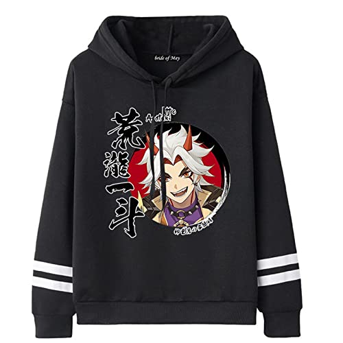 doyouwantmore Genshin Impact Arataki Itto Hoodie Arataki Itto Bedrucktes Langarm-Sweatshirt Harajuku Lässiger Anime Cosplay Pullover Pullover für Unisex von doyouwantmore