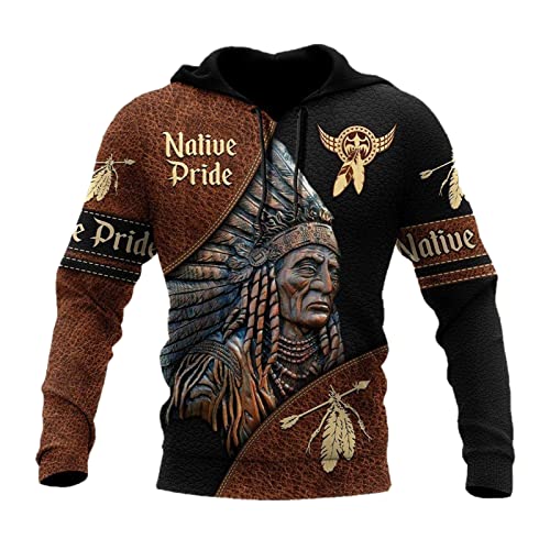 doyouwantmore Herren Hoodies 3D-gedrucktes Indianer-Kapuzen-Sweatshirt Langarm-Pullover für mit Känguru-Tasche von doyouwantmore