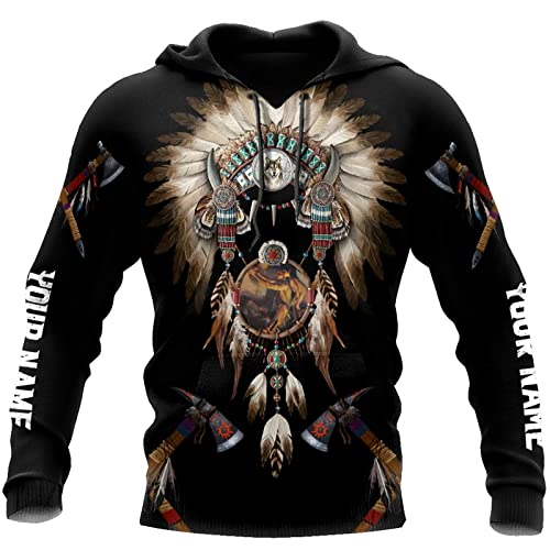 doyouwantmore Herren Hoodies 3D-gedrucktes Indianer-Kapuzen-Sweatshirt Langarm-Pullover für mit Känguru-Tasche von doyouwantmore