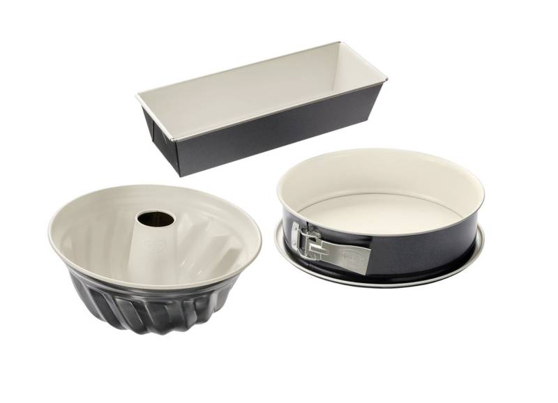 Dr. Oetker Backformen in Profiqualität, Backformen-Set, 3-teilig, Creme-Anthrazit von dr. oetker