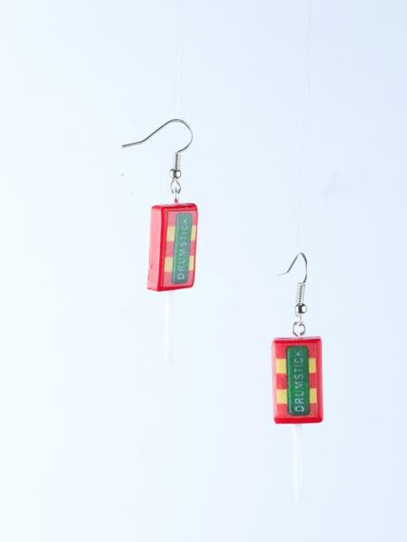 Trommelstab Lolly Sweet Ohrringe - Rockabilly Retro Mini Essen Schmuck von dragondreadsshop