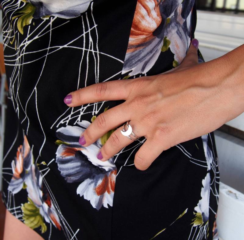 Handgemachte Sterling Silber Halbmond Ring Zierliche Boho Schmuck von drawadreamjewelry