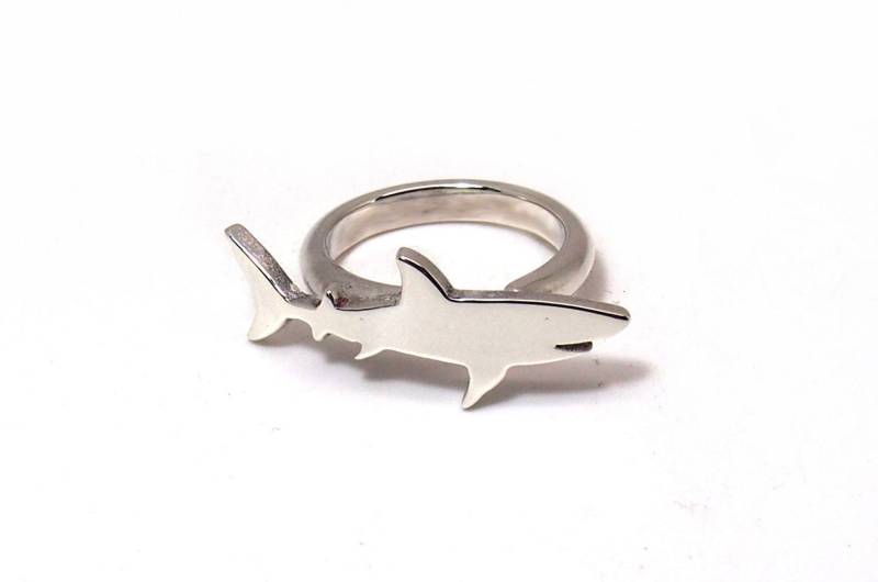Handgemachte Sterling Silber Hai Ring - Einstellbar Statement Schmuck von drawadreamjewelry
