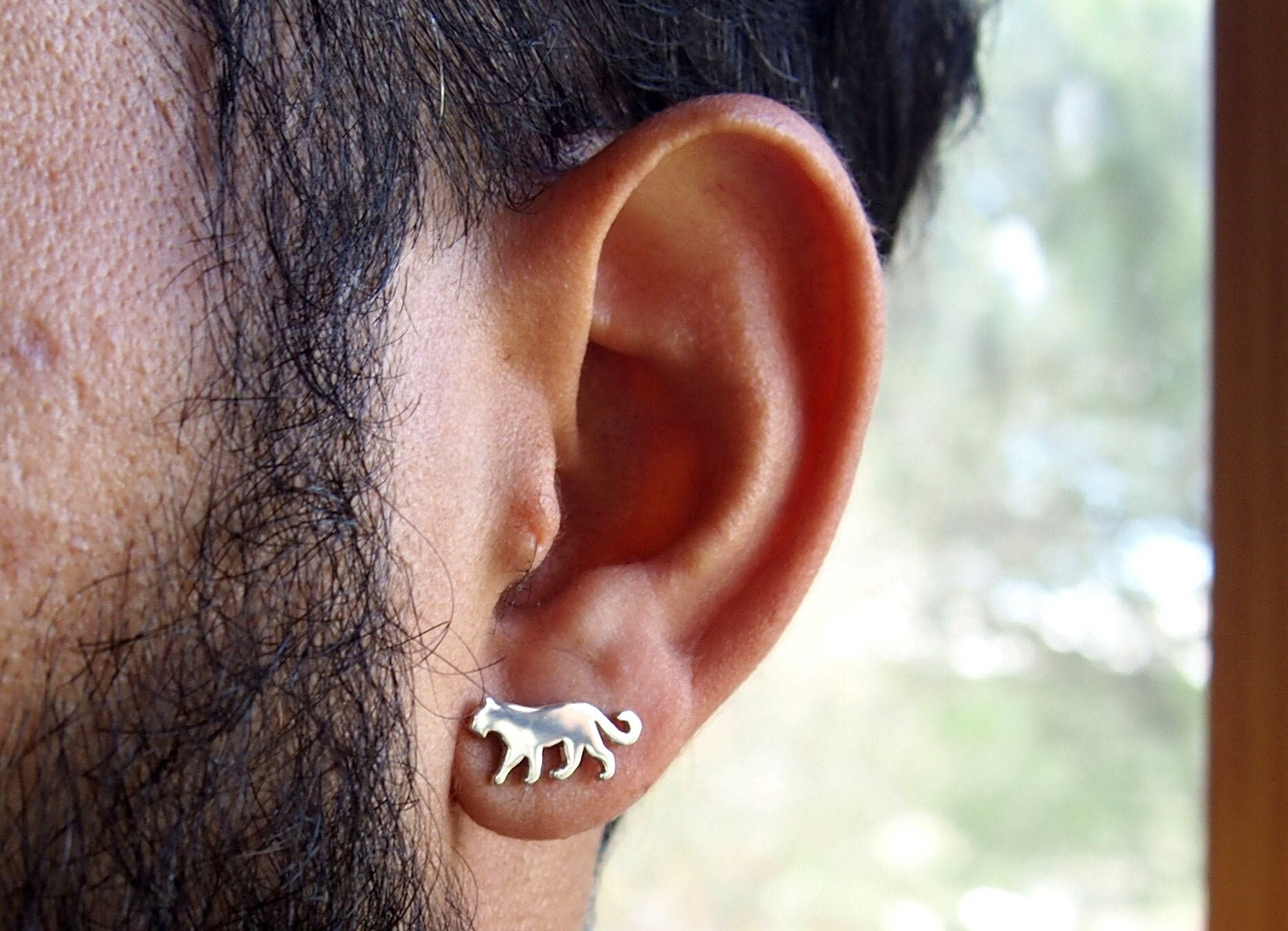 925 Silber Panther Ohrstecker Handgemachter Tier Schmuck von drawadreamjewelry