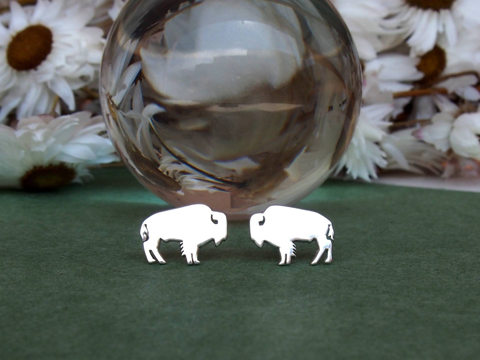 Handgemachte Sterling Silber Ohrstecker Mit Büffelmuster Wyoming Bison Schmuck von drawadreamjewelry