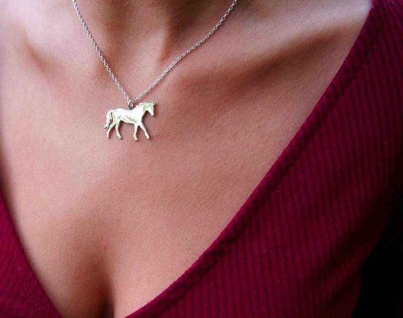 sterling Silber Pferd Halskette Handgemachter Tier Schmuck von drawadreamjewelry