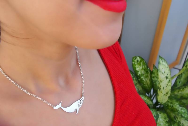 sterling Silber Wal Halskette Buckel Ozean Schmuck von drawadreamjewelry