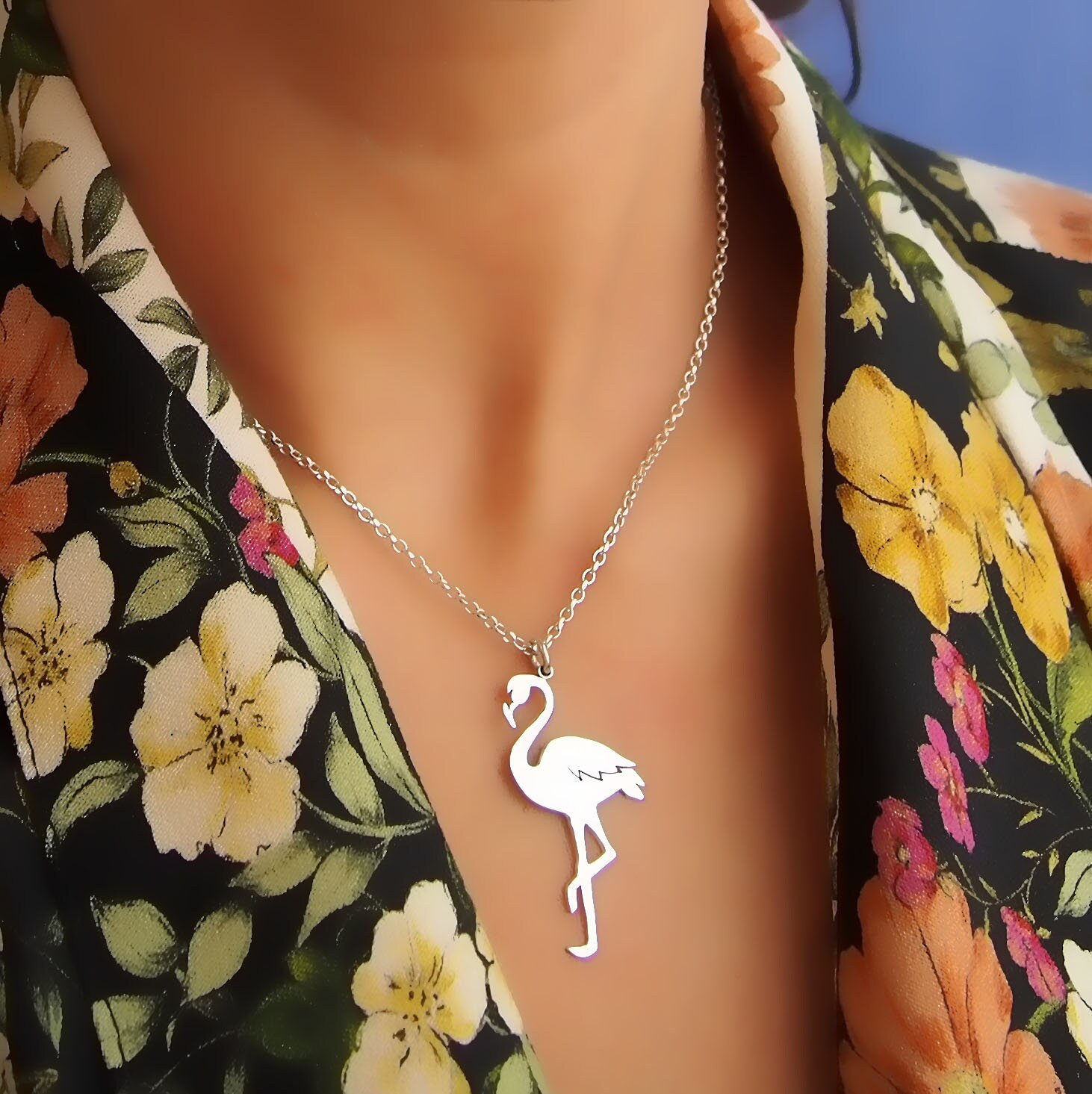 Flamingo Halskette.flamingo Anhänger.flamingo Schmuck.gravierte Halskette.flamingo.beste Geschenk Für Sie.vogel Halskette.vogel Schmuck von drawadreamjewelry