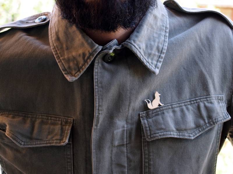 Handgemachte Sterling Silber Fuchs Anstecknadel Tier Brosche von drawadreamjewelry