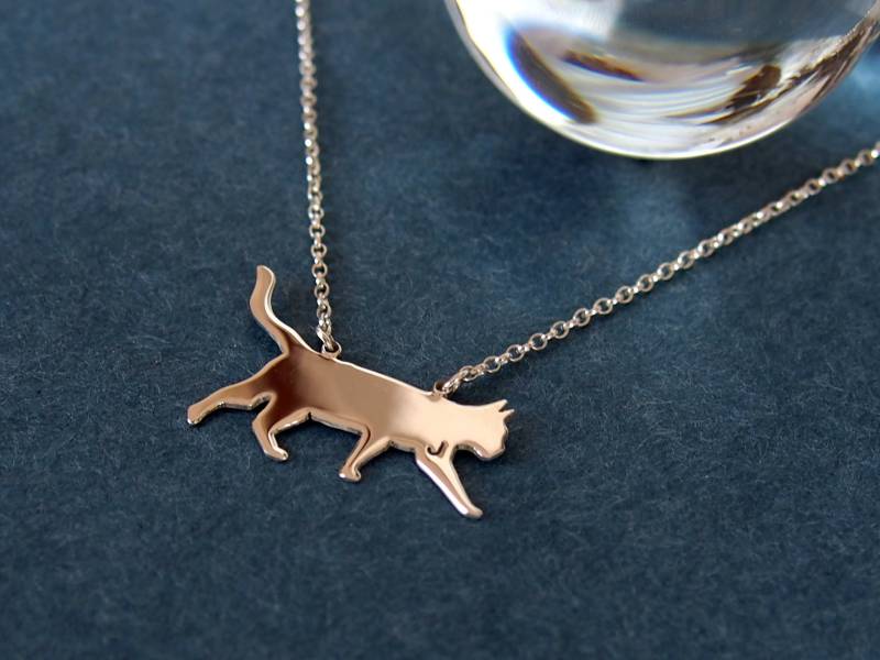 sterling Silber Katze Halskette Handgefertigte Haustier Schmuck von drawadreamjewelry