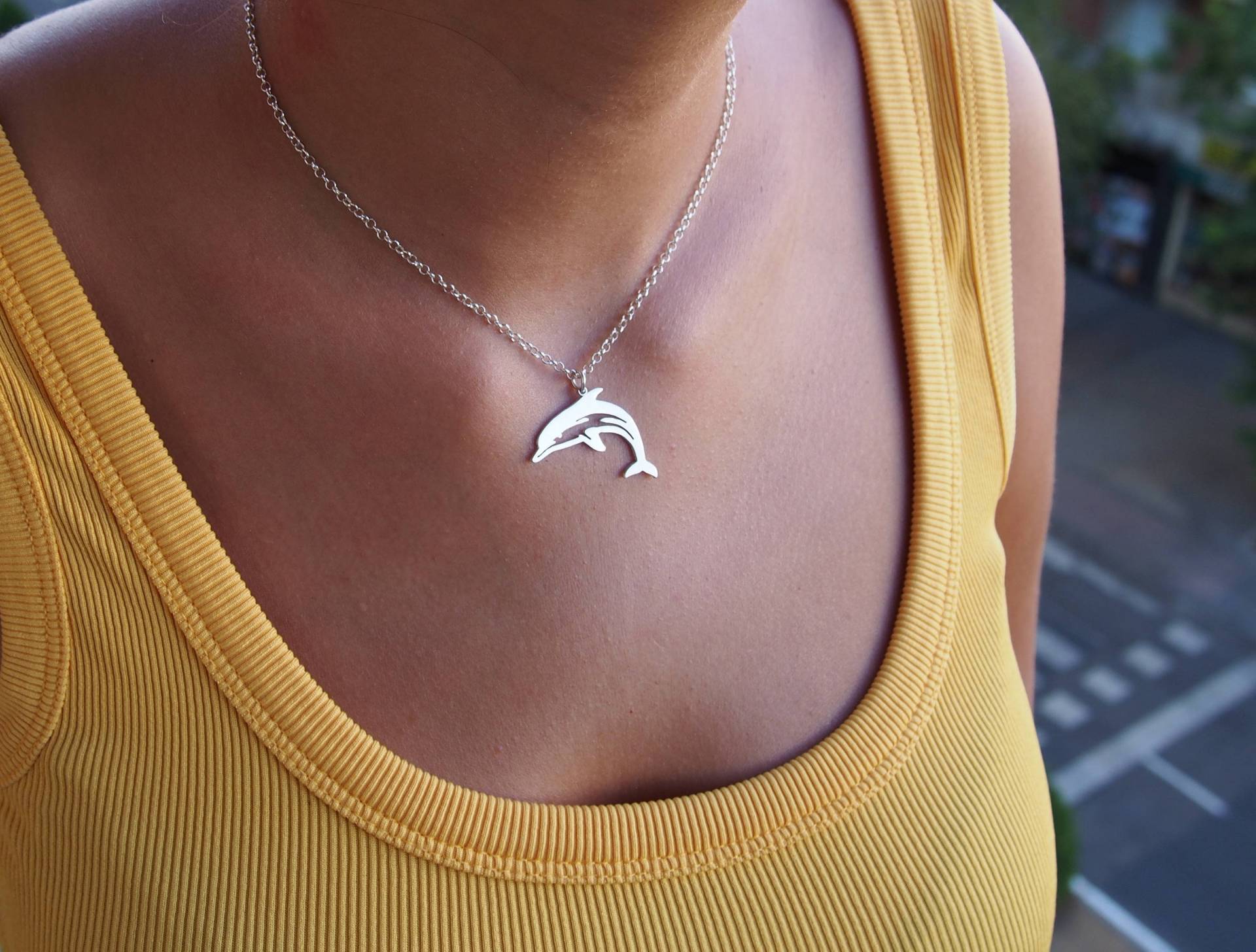 sterling Silber Delfin Halskette Handgemachter Schmuck von drawadreamjewelry